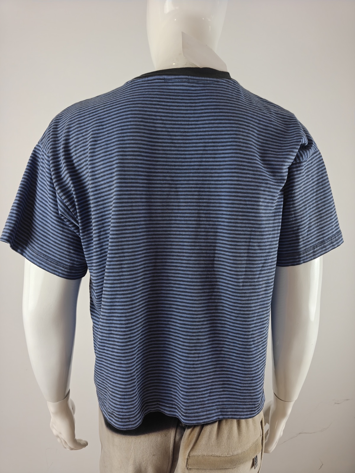 YC-20059-3 Navy and Black Striped Short-Sleeve Crewneck T-Shirt product detail