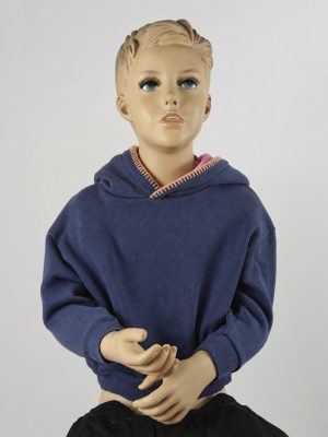 Navy Kids Pullover Hoodie with Contrast-Trim Hood and Floral Logo product image