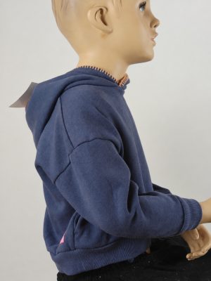 YC-20060-2__logohide-b01-ai-YC-20060-craft-1 Navy Kids Pullover Hoodie with Contrast-Trim Hood and Floral Logo product image