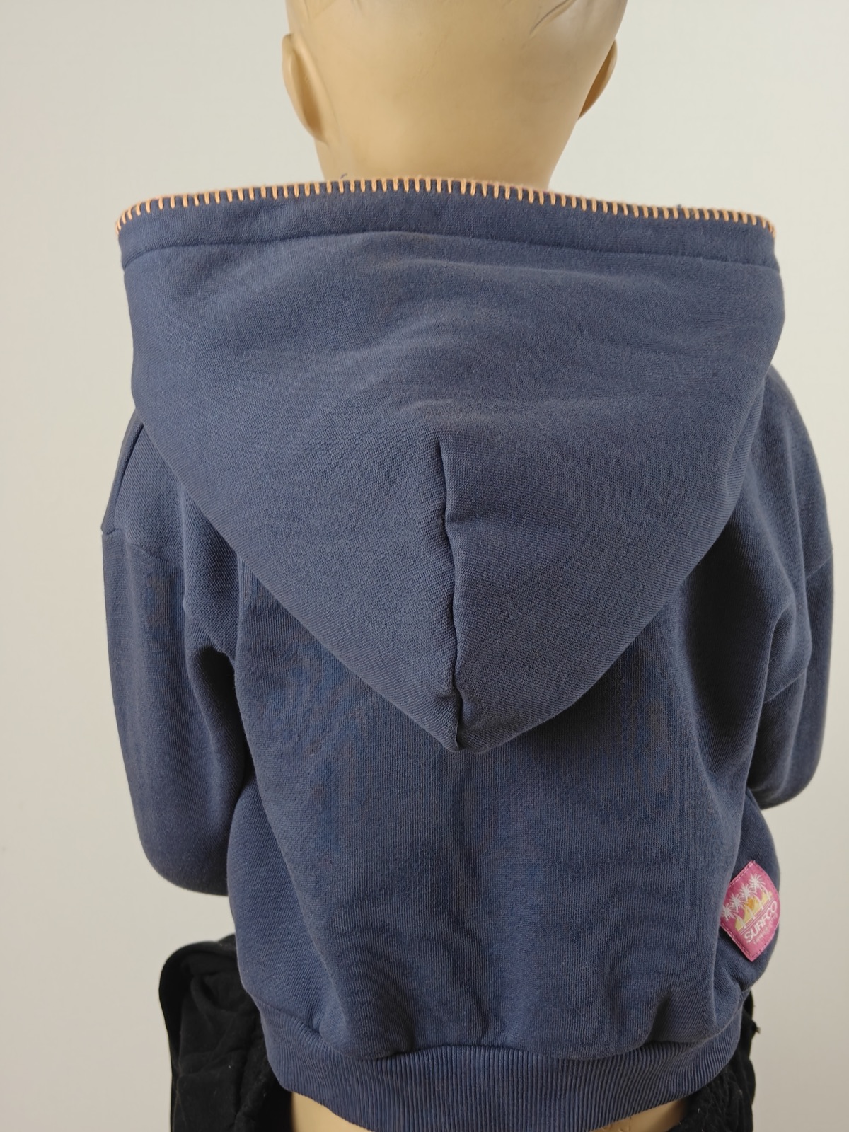 YC-20060-3 Navy Kids Pullover Hoodie with Contrast-Trim Hood and Floral Logo product detail