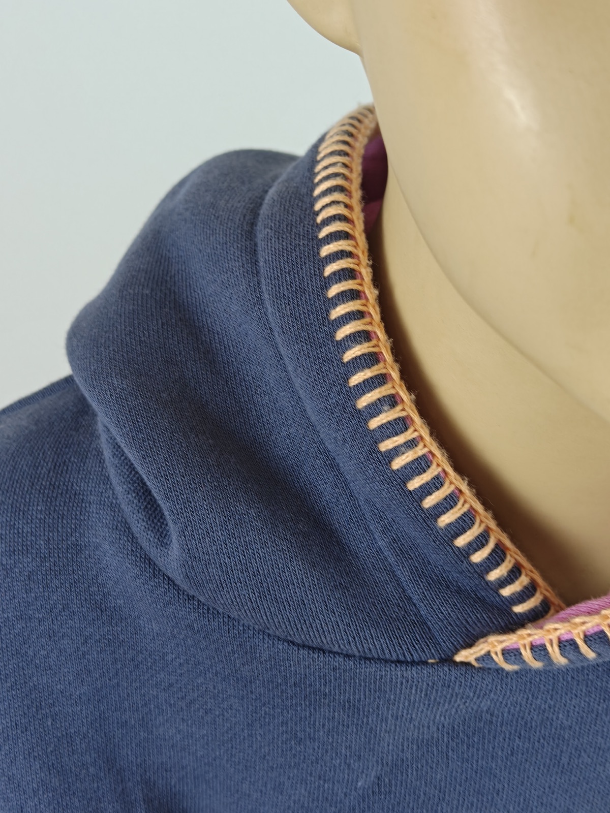 YC-20060-4 Navy Kids Pullover Hoodie with Contrast-Trim Hood and Floral Logo product detail
