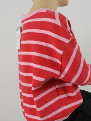 YC-20461-2 Kids Crewneck Sweatshirt with Red-Pink Stripes and Heart Patch product image