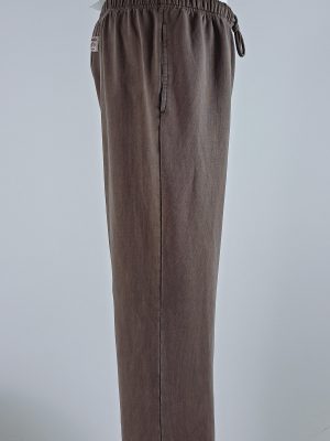 YC-20630-2 Brown Velour Drawstring Wide-Leg Track Pants product image