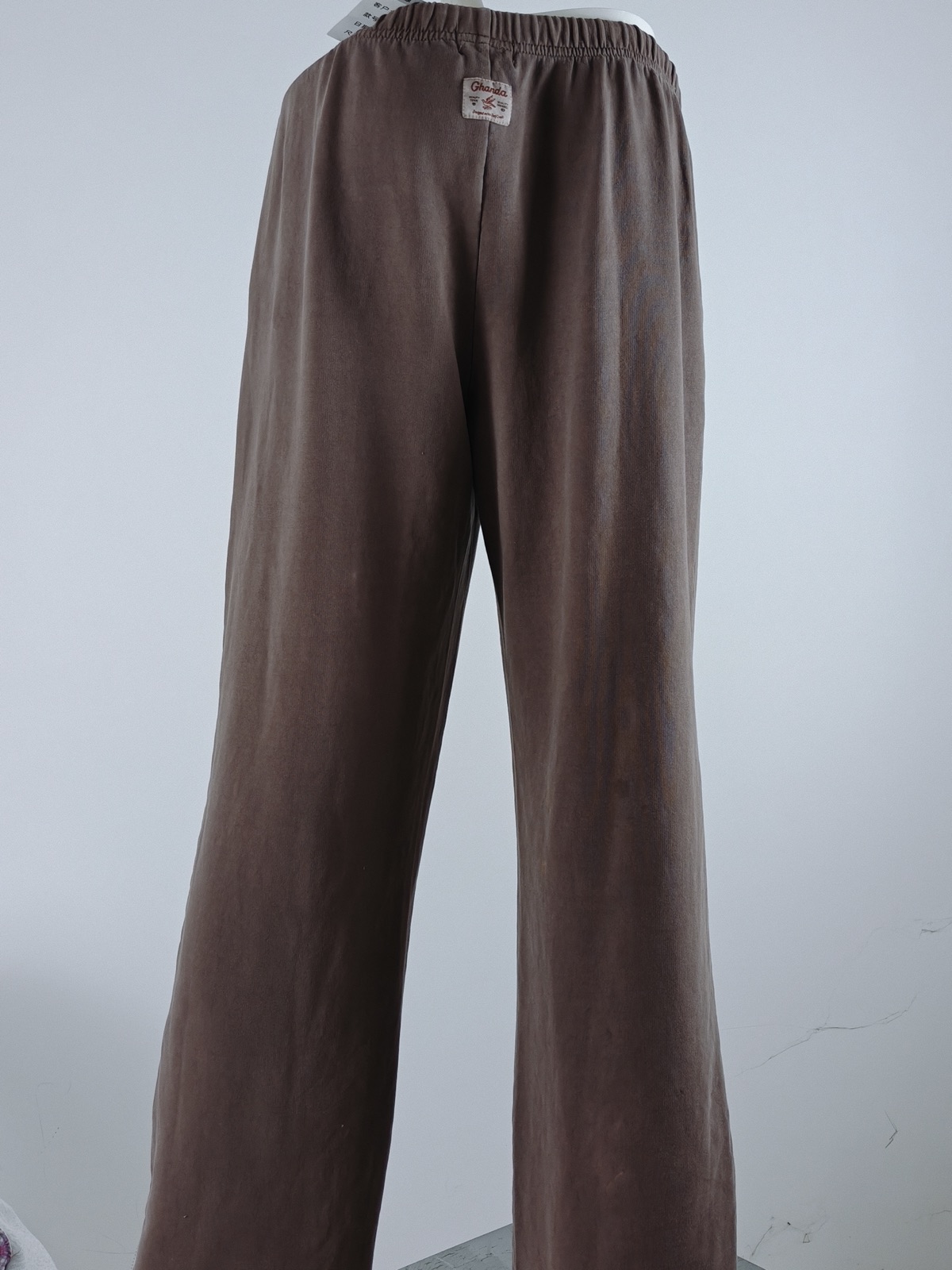 YC-20630-3 Brown Velour Drawstring Wide-Leg Track Pants product detail