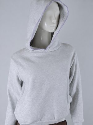 Light Heather Grey Pullover Hoodie with Contrast Stitch Trim product image