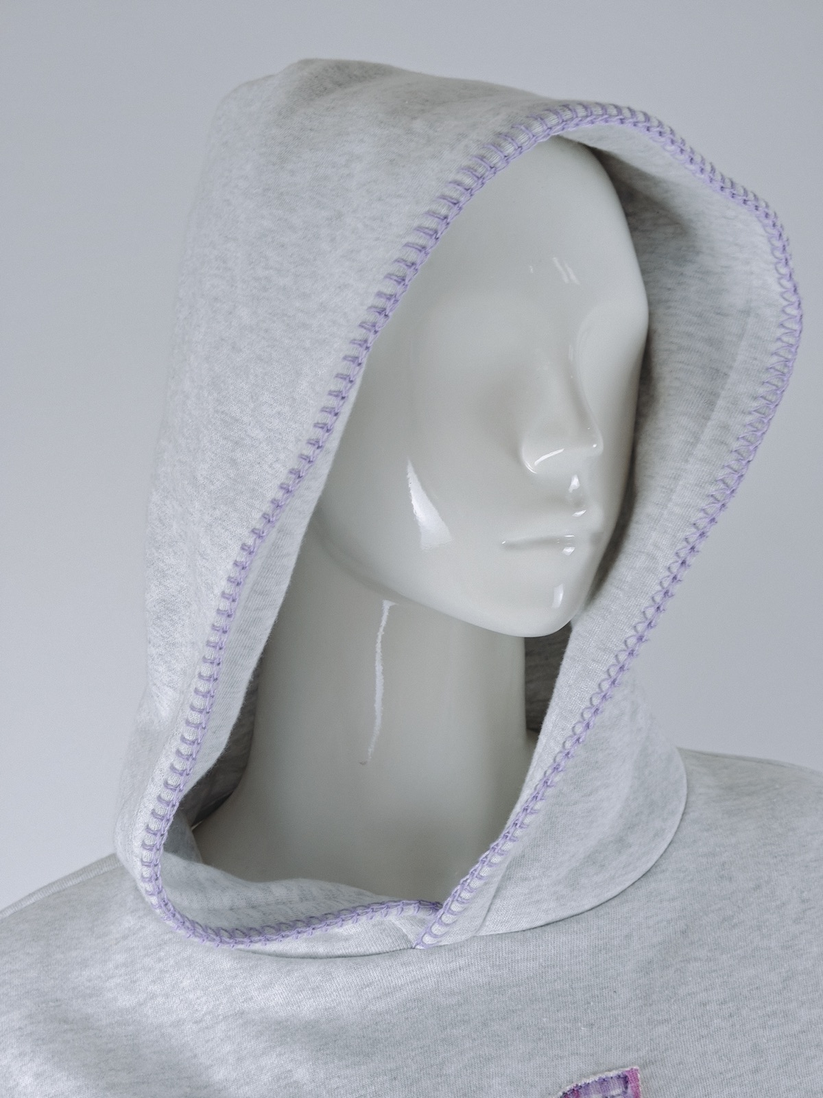 YC-20840-5 Light Heather Grey Pullover Hoodie with Contrast Stitch Trim product detail