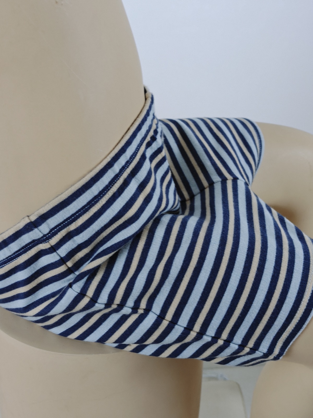 YC-20844-2 Navy and Cream Striped Knit Shorts product detail