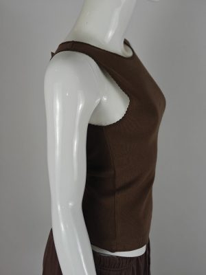 YC-21317-2__91079673-66c9-4519-b186-8a68ec0ffae3-IMG20260901143114-jpg Brown Ribbed High-Neck Tank Top product image