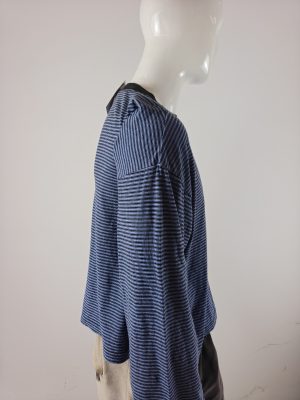 YC-21667-2 Navy and Black Striped Long-Sleeve Crewneck T-Shirt product image