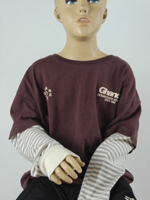 Brown Oversized Short-Sleeve Layered-Look Sweatshirt product image