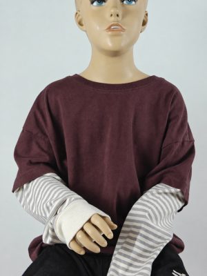 Brown Oversized Short-Sleeve Layered-Look Sweatshirt product image