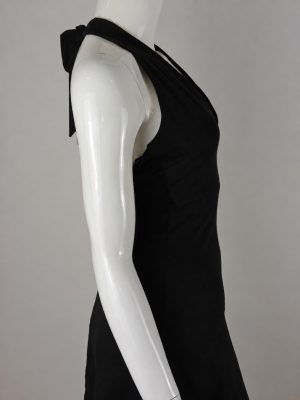 YC-21790-2 Black Sleeveless V-Neck Mini Dress with Side Drawstring product image