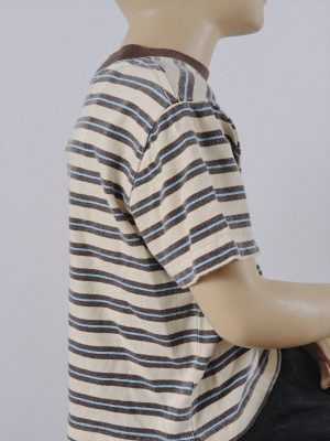 YC-21890-2 Striped Crewneck T-Shirt with Embroidered Chest Patch product image