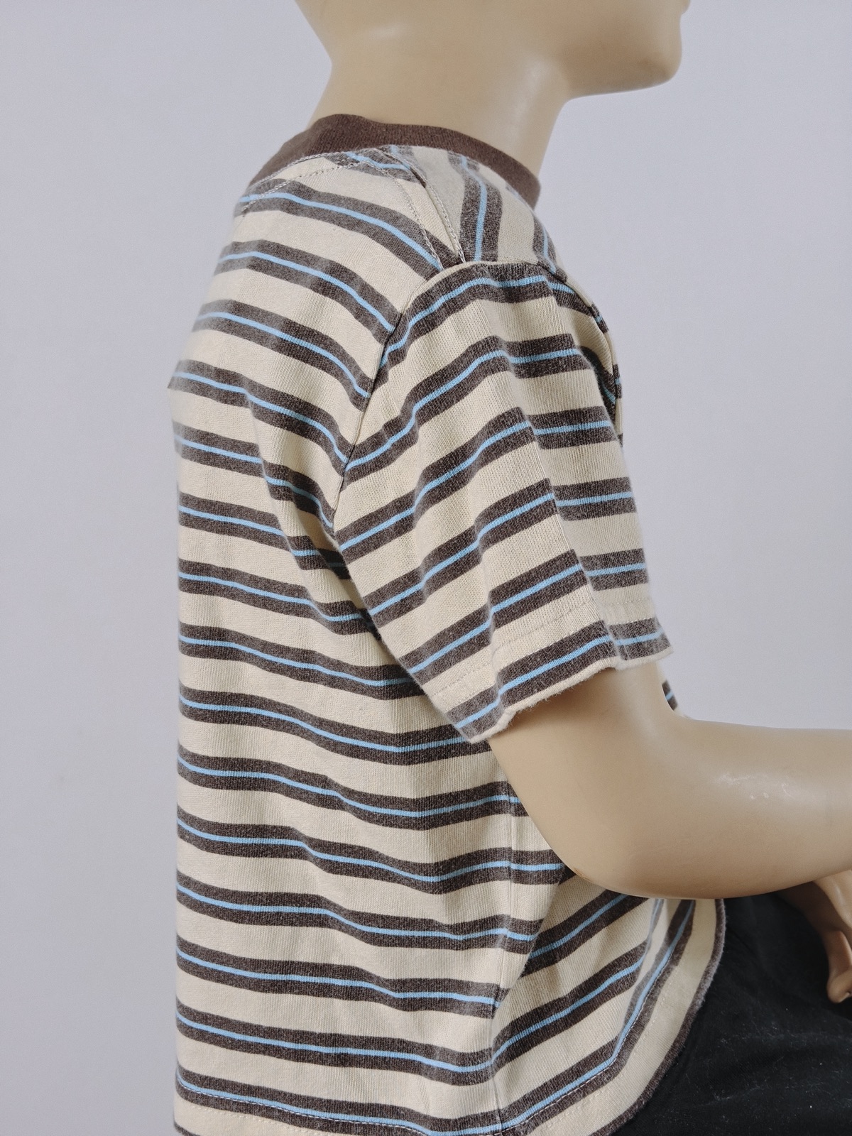 YC-21890-2 Striped Crewneck T-Shirt with Embroidered Chest Patch product detail