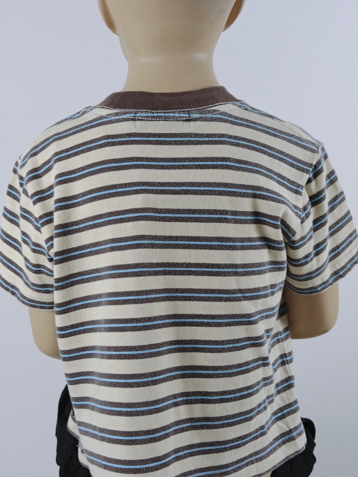 YC-21890-3 Striped Crewneck T-Shirt with Embroidered Chest Patch product detail