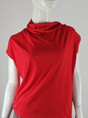 Red Cowl-Neck Sleeveless Drape Top product image