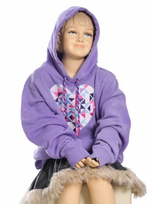 Kids Pullover Hoodie with Geometric Heart Print product image