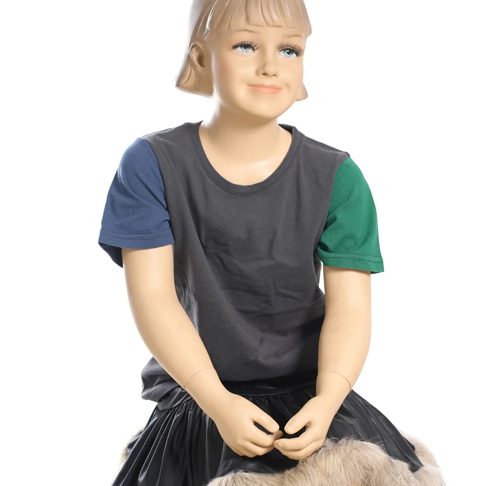 YC-tshirt-0007-1 Kids Color-Block Short-Sleeve T-Shirt