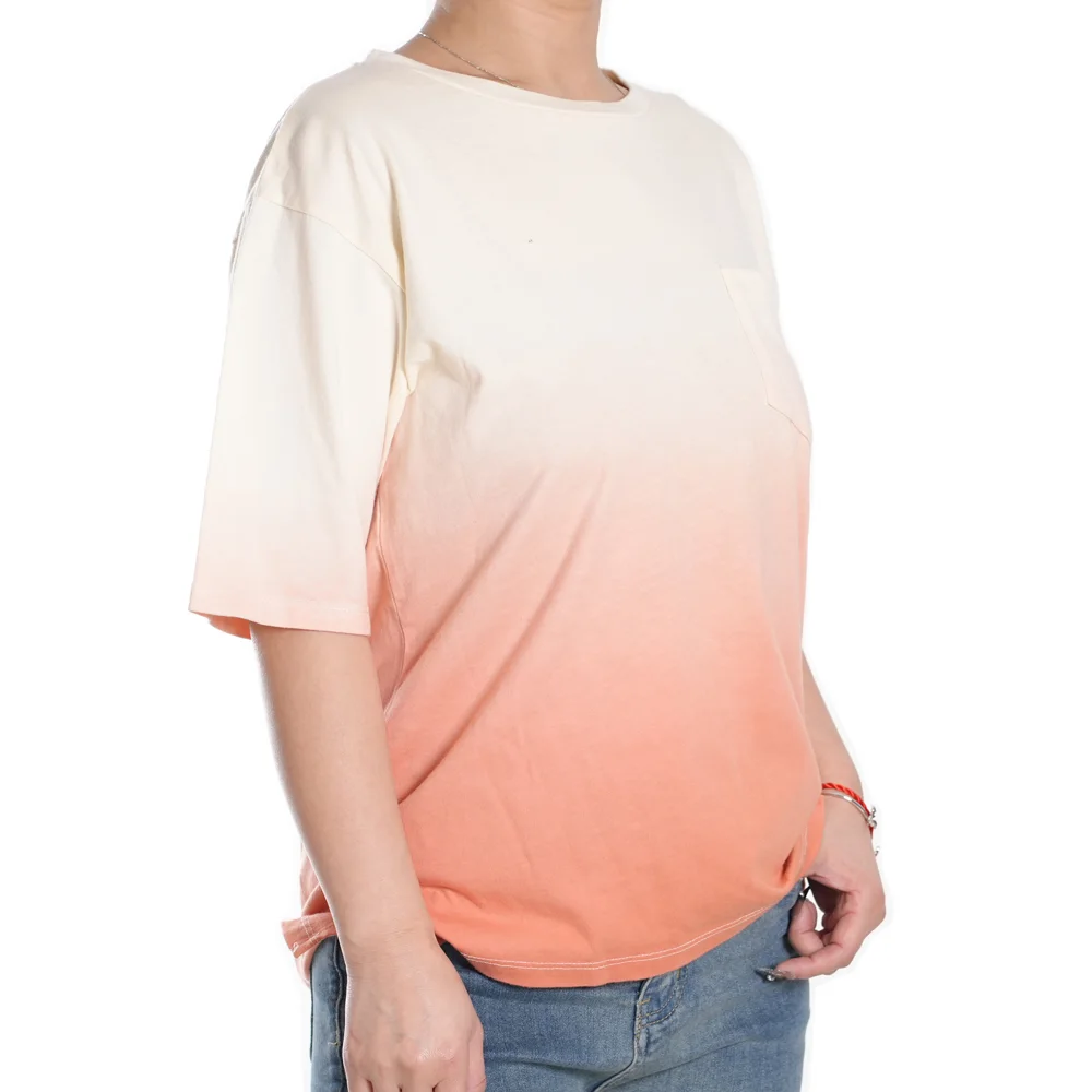 YC-tshirt-0009-2 Oversized Gradient Dip-Dye T-Shirt with Pocket product detail