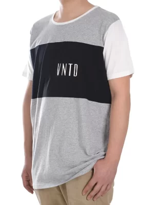 YC-tshirt-0013-2 Color-Block Panel T-Shirt with Typography product image