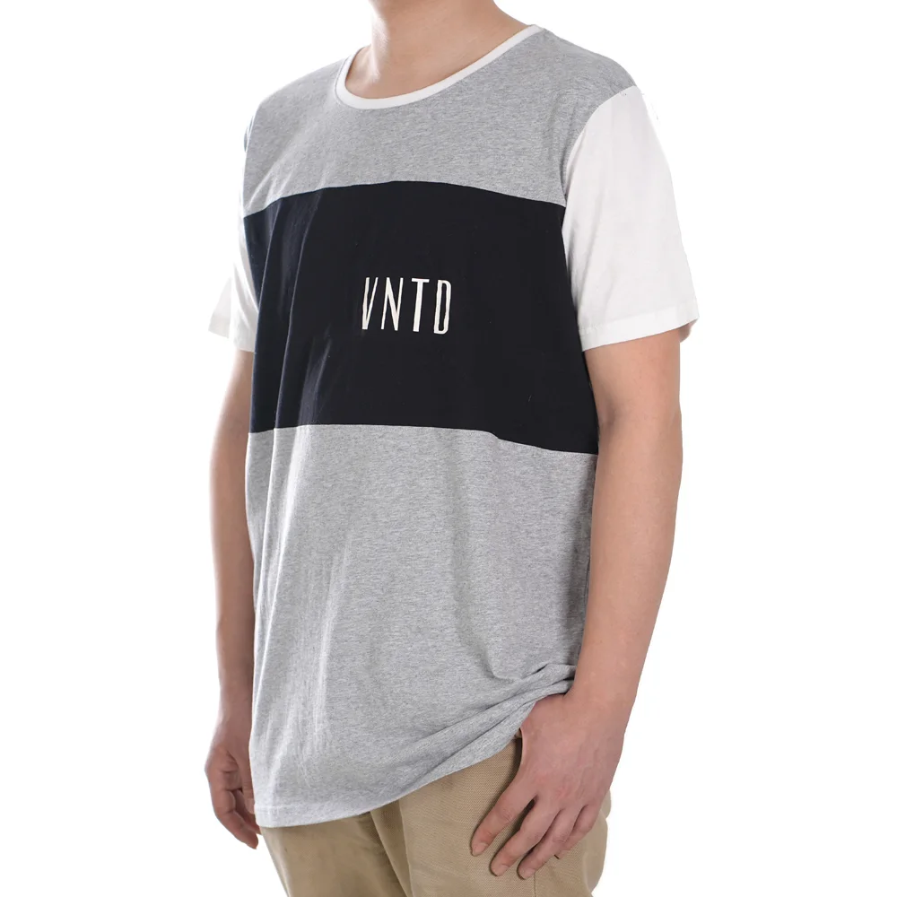YC-tshirt-0013-2 Color-Block Panel T-Shirt with Typography product detail