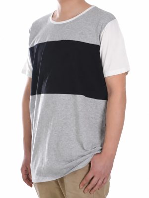YC-tshirt-0013-2__logohide-b01-ai-YC-tshirt-0013-craft Color-Block Panel T-Shirt with Typography product image