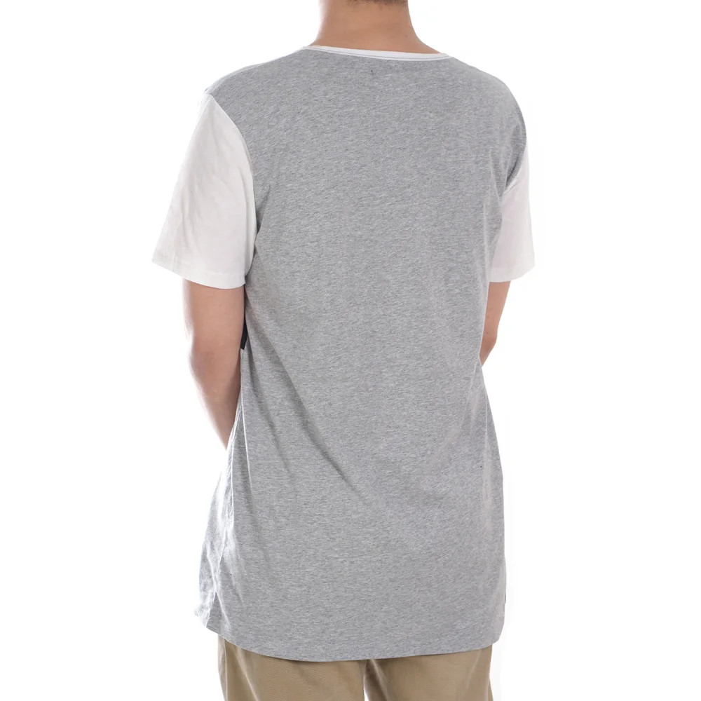 YC-tshirt-0013-3 Color-Block Panel T-Shirt with Typography product detail