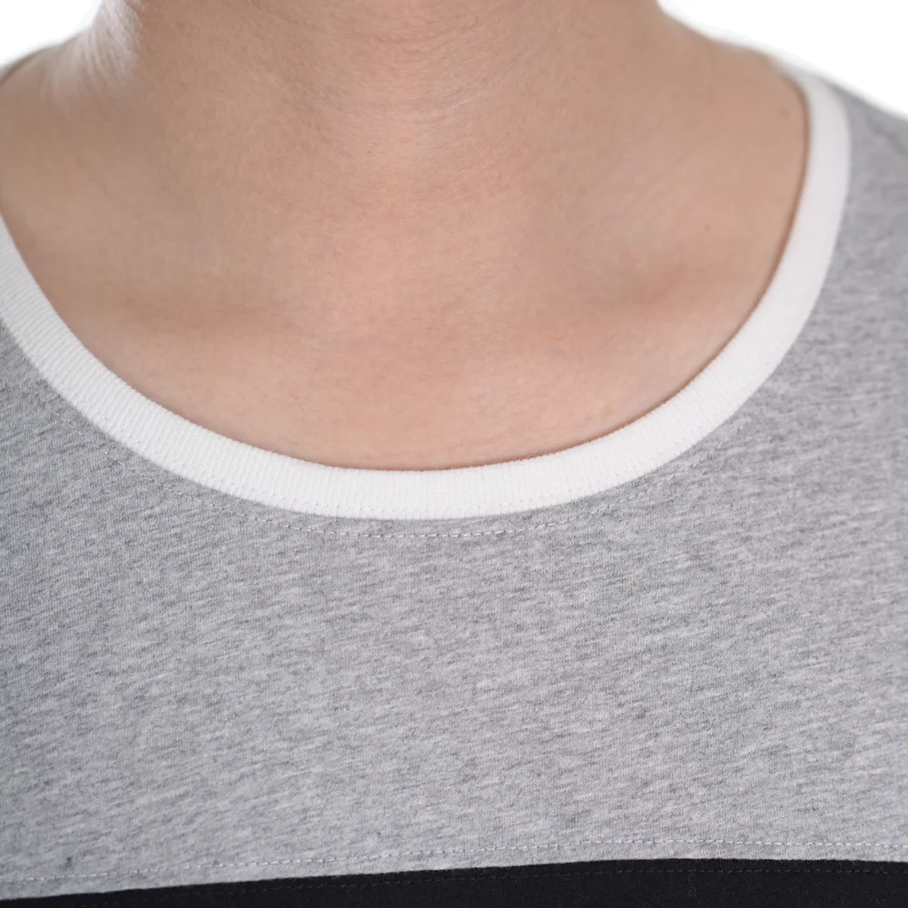 YC-tshirt-0013-4 Color-Block Panel T-Shirt with Typography product detail