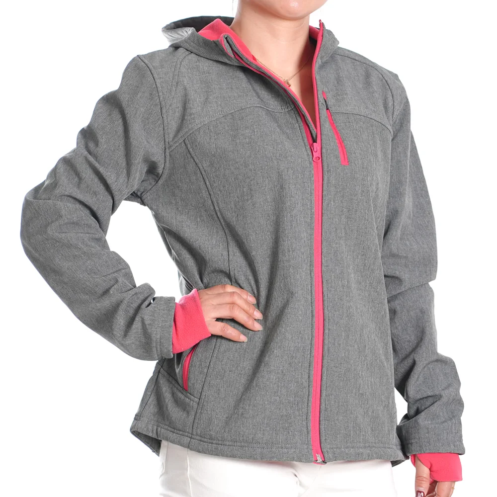 YC-windbreaker-0001-4 Women's Softshell Hooded Jacket with Contrast Zip product detail