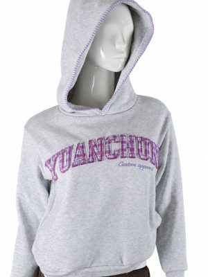Light Heather Grey Pullover Hoodie with Contrast Stitch Trim product image