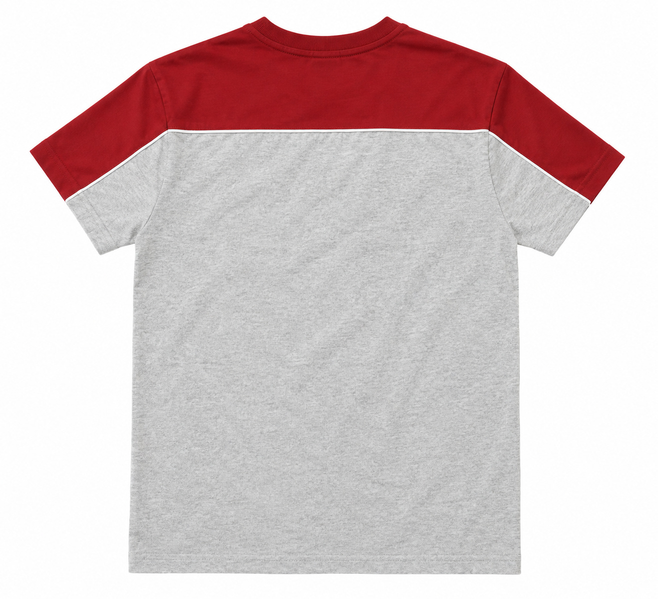 yc-21511-back-395151c95e5f Grey and Red Color-Block Cotton T-Shirt, 235 GSM product detail