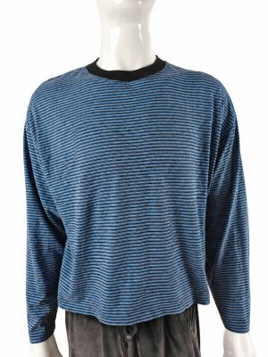 Navy and Black Striped Long-Sleeve Crewneck T-Shirt product image