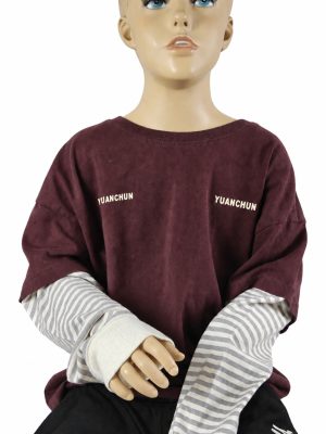 Brown Oversized Short-Sleeve Layered-Look Sweatshirt product image